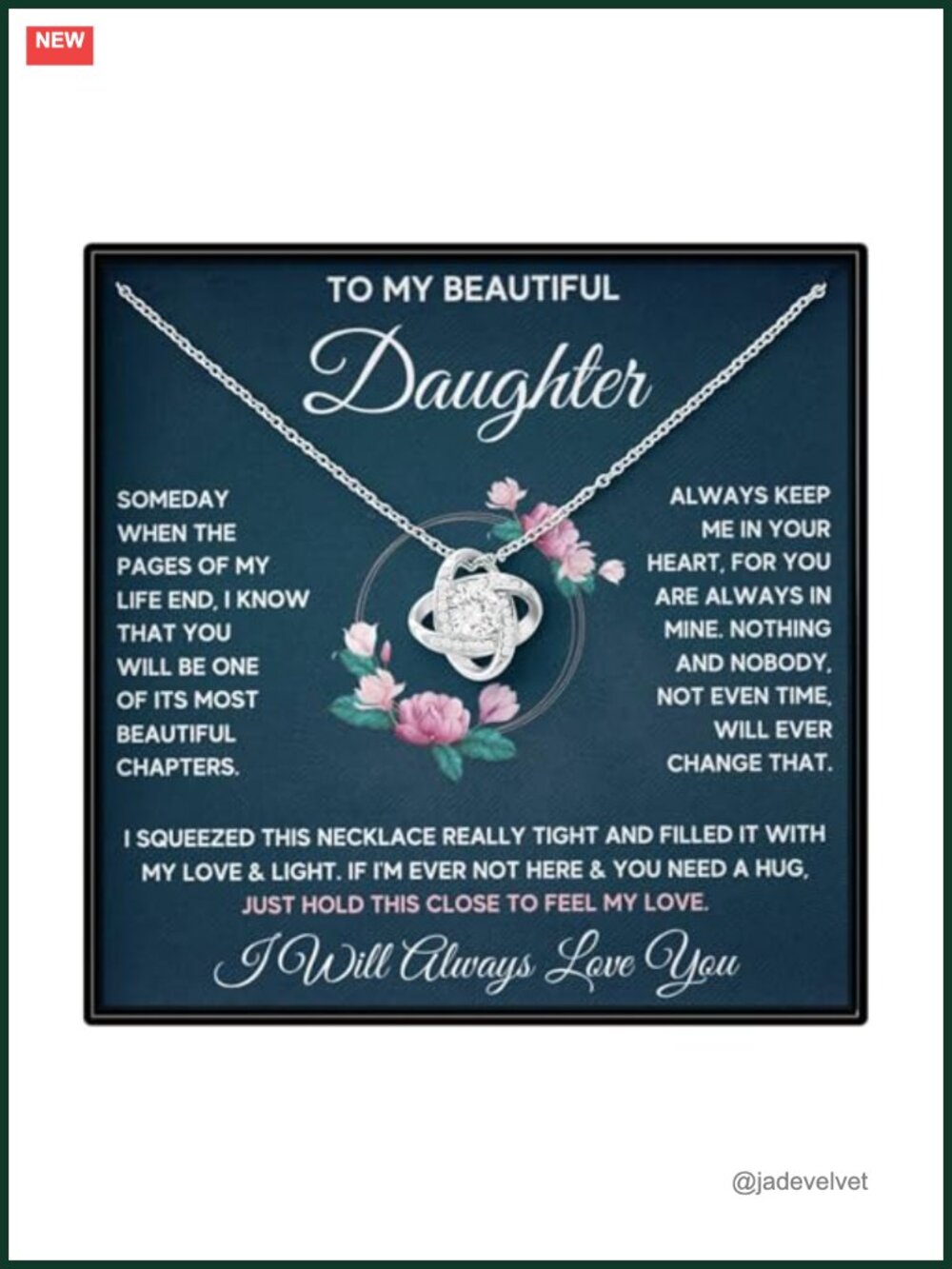 Cubic Zirconia Stainless Steel Love Knot Pendant Necklace Gift for Daughter